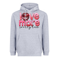 Heather Grey love more worry less Heavyweight Hoodie - FaDigitalArtStudio