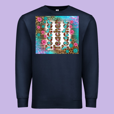 Teacher Gemstone And Pink Flower Tumbler Premium Sweatshirt Designed By Bundleandbundleshop