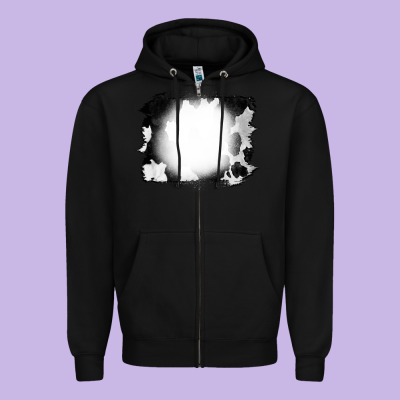 Cowhide Bleached Zipper Hoodie Designed By Cowcowdesign