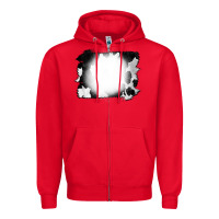 Red Cowhide Bleached Zipper Hoodie - CowCowDesign