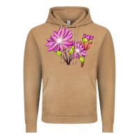 Vintage Camel Bitterroot Flower Illustrations Vintage Hoodie - LillyAllenDesigns