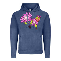 Vintage Denim Bitterroot Flower Illustrations Vintage Hoodie - LillyAllenDesigns