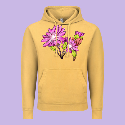 Bitterroot Flower Illustrations Vintage Hoodie Designed By Lillyallendesigns