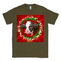 Army Green christmas holstein calf face Classic Tee - LillyAllenDesigns