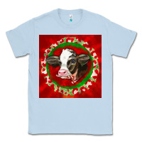 Dusty Blue christmas holstein calf face Classic Tee - LillyAllenDesigns