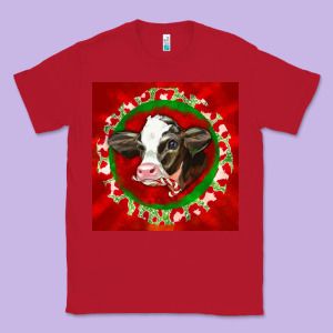 Christmas Holstein Calf Face Classic Tee Designed By Lillyallendesigns