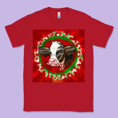 Christmas Holstein Calf Face Classic Tee Designed By Lillyallendesigns