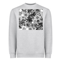 Heather Grey black and white floral Heavyweight Sweatshirt - TumblerDesignByShophia
