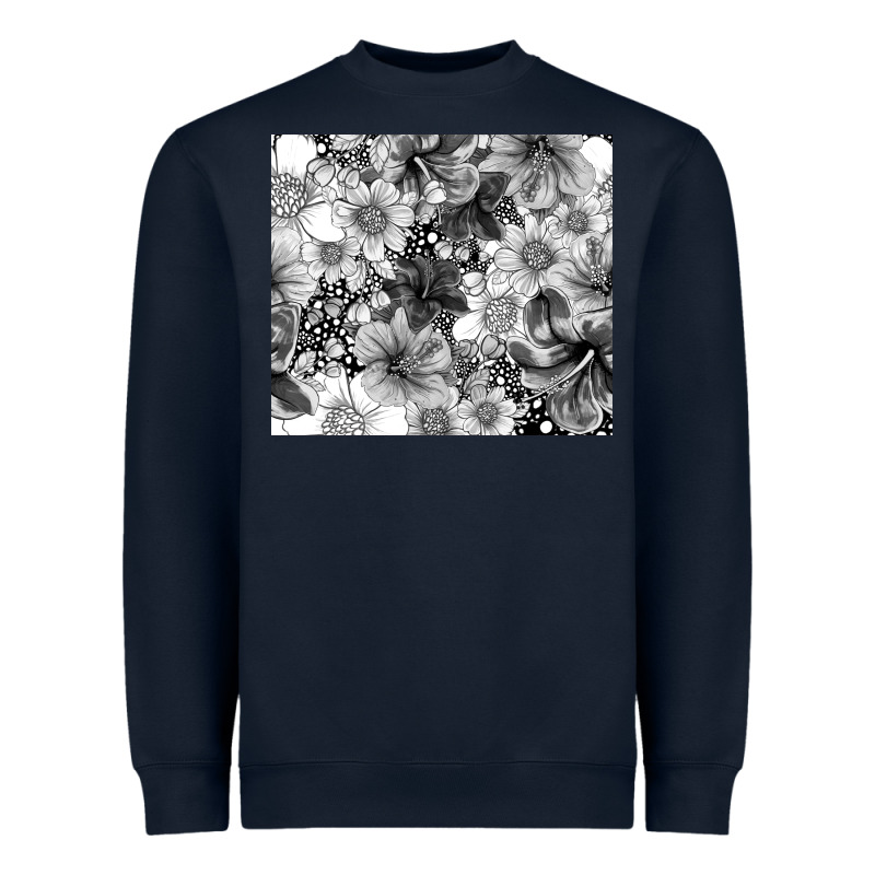 Black And White Floral Heavyweight Sweatshirt by TumblerDesignByShophia | Teevron