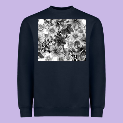Black And White Floral Heavyweight Sweatshirt Designed By Tumblerdesignbyshophia