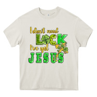 Cream i dont need luck i have got jesus Heavy Core Tee - AdoDesignShop