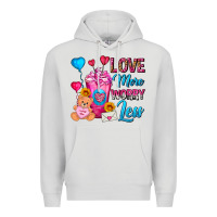 Dove Grey Love More Worry Less Valentines Day Cold Drink Premium Hoodie - FaDigitalArtStudio