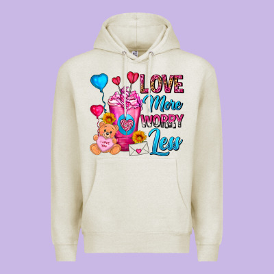 Love More Worry Less Valentines Day Cold Drink Premium Hoodie Designed By Fadigitalartstudio
