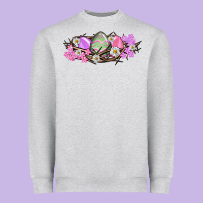 Easter Eggs And Crown Of Thorns Easter Day Heavyweight Sweatshirt Designed By Howdyjamesfarm