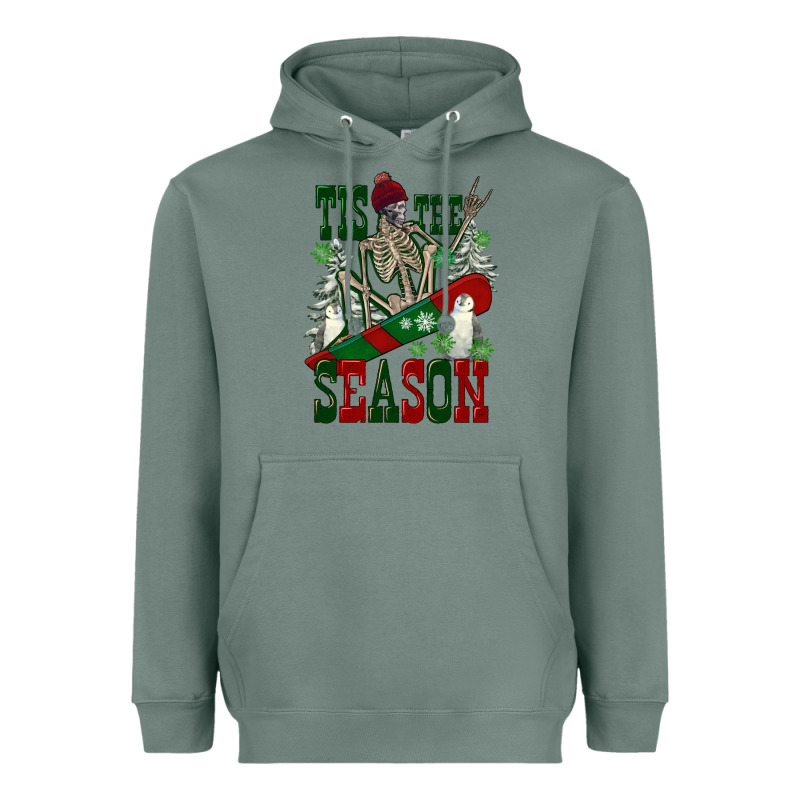 Tis The Season Skeleton Snowboard Heavyweight Hoodie by FaDigitalArtStudio | Teevron