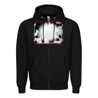 Black Cowhide Background with Bleach Serape Frame Zipper Hoodie - CowCowDesign