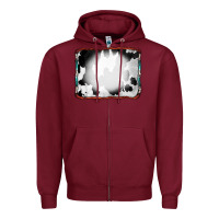 Burgundy Cowhide Background with Bleach Serape Frame Zipper Hoodie - CowCowDesign