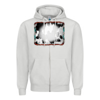 Dove Grey Cowhide Background with Bleach Serape Frame Zipper Hoodie - CowCowDesign