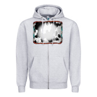 Heather Grey Cowhide Background with Bleach Serape Frame Zipper Hoodie - CowCowDesign