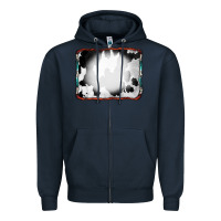 Navy Cowhide Background with Bleach Serape Frame Zipper Hoodie - CowCowDesign