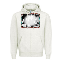 Oatmeal Heather Cowhide Background with Bleach Serape Frame Zipper Hoodie - CowCowDesign