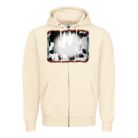 Sandshell Cowhide Background with Bleach Serape Frame Zipper Hoodie - CowCowDesign