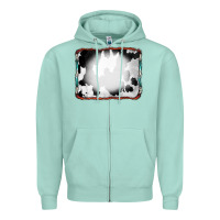 Seafoam Cowhide Background with Bleach Serape Frame Zipper Hoodie - CowCowDesign