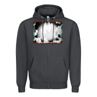 Smoke Cowhide Background with Bleach Serape Frame Zipper Hoodie - CowCowDesign