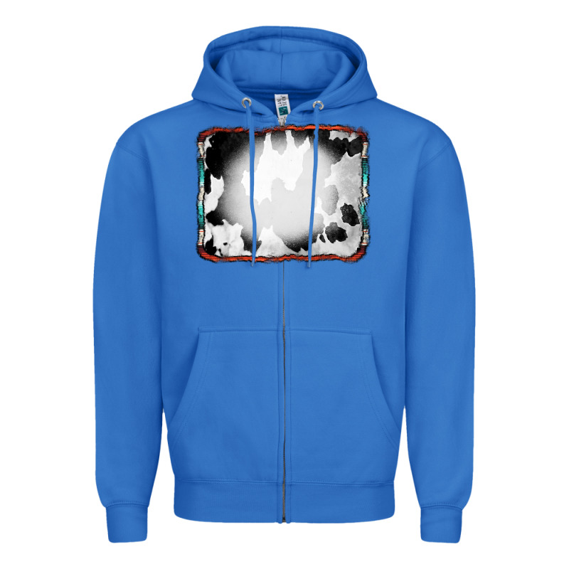 Cowhide Background With Bleach Serape Frame Zipper Hoodie by CowCowDesign | Teevron