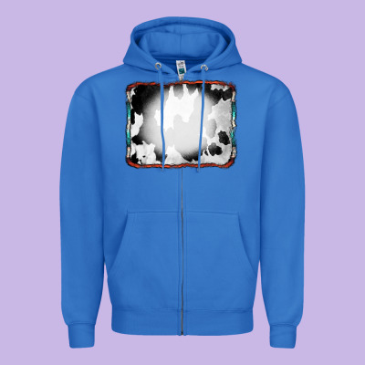 Cowhide Background With Bleach Serape Frame Zipper Hoodie Designed By Cowcowdesign