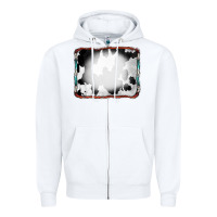 White Cowhide Background with Bleach Serape Frame Zipper Hoodie - CowCowDesign