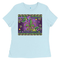 Baby Blue mardi gras fleur de lis Ladies Tee - MaliasSmallBusiness