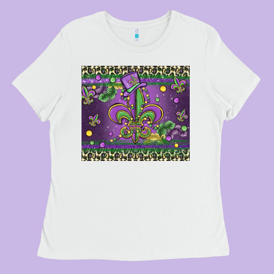 Mardi Gras Fleur De Lis Ladies Tee Designed By Maliassmallbusiness