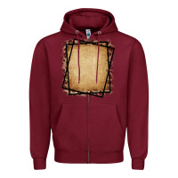 Burgundy Burlap and Leopard  Black Frame Zipper Hoodie - CowCowDesign