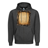 Charcoal Heather Burlap and Leopard  Black Frame Zipper Hoodie - CowCowDesign