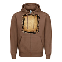 Chestnut Burlap and Leopard  Black Frame Zipper Hoodie - CowCowDesign