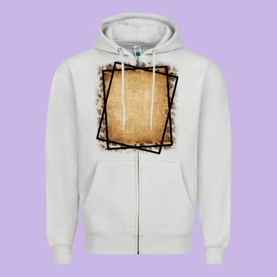 Burlap And Leopard  Black Frame Zipper Hoodie Designed By Cowcowdesign