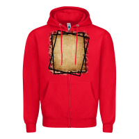 Red Burlap and Leopard  Black Frame Zipper Hoodie - CowCowDesign