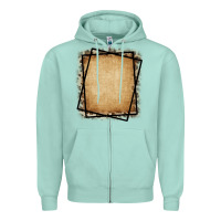Seafoam Burlap and Leopard  Black Frame Zipper Hoodie - CowCowDesign
