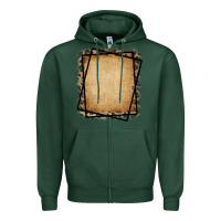 Sports Green Burlap and Leopard  Black Frame Zipper Hoodie - CowCowDesign