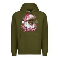 Army Green pink christmas african american santa believe Premium Hoodie - RanaPortraitStore