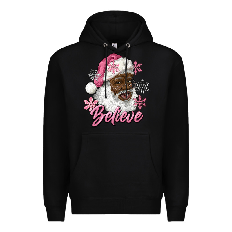 Pink Christmas African American Santa Believe Premium Hoodie by RanaPortraitStore | Teevron