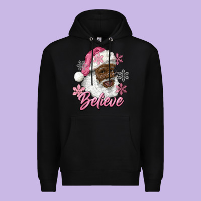 Pink Christmas African American Santa Believe Premium Hoodie Designed By Ranaportraitstore