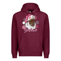 Burgundy pink christmas african american santa believe Premium Hoodie - RanaPortraitStore