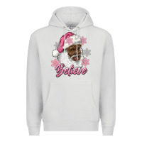 Dove Grey pink christmas african american santa believe Premium Hoodie - RanaPortraitStore