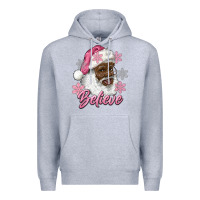 Heather Grey pink christmas african american santa believe Premium Hoodie - RanaPortraitStore