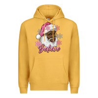 Mustard pink christmas african american santa believe Premium Hoodie - RanaPortraitStore