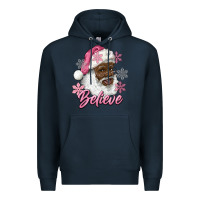 Navy pink christmas african american santa believe Premium Hoodie - RanaPortraitStore