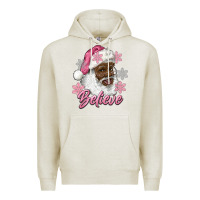 Oatmeal Heather pink christmas african american santa believe Premium Hoodie - RanaPortraitStore