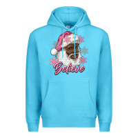 Ocean Blue pink christmas african american santa believe Premium Hoodie - RanaPortraitStore